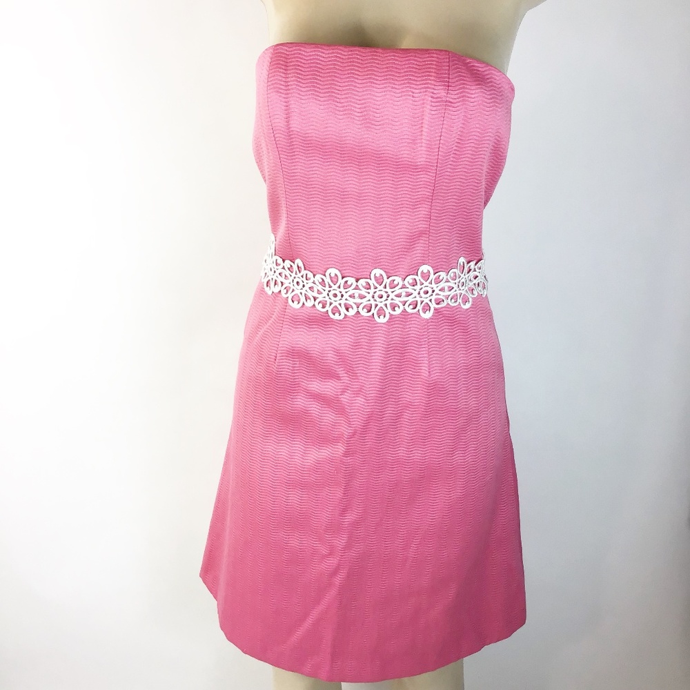 Skirtin Around Pink Strapless Dress 100% Cotton‎ size 8